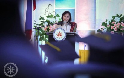 <p>GUEST OF HONOR. Vice President Leni Robredo is guest of honor at the Philippine Science High School - Eastern Visayas commencement exercises in Palo, Leyte on Wednesday, May 30. <em>(Photo courtesy of the Office of the Vice President)</em></p>